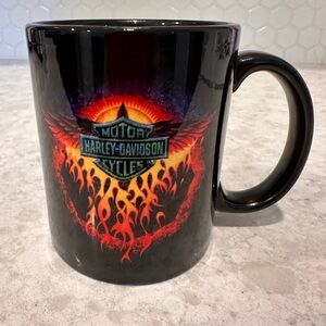 Harley-Davidson Black Mug with Flame Design EUC